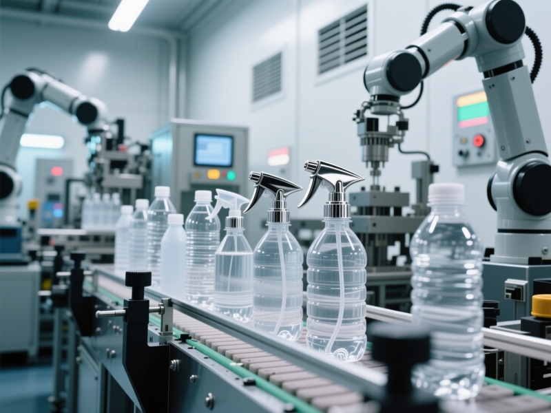 Производство ПЭТ-флаконов с распылителями от компании ООО Полипак